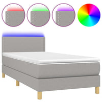 Thumbnail for Boxspringbett mit Matratze & LED Hellgrau 100x200 cm Stoff