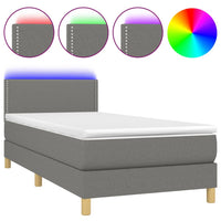 Thumbnail for Boxspringbett mit Matratze & LED Dunkelgrau 100x200 cm Stoff