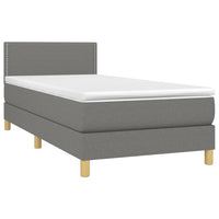 Thumbnail for Boxspringbett mit Matratze & LED Dunkelgrau 100x200 cm Stoff