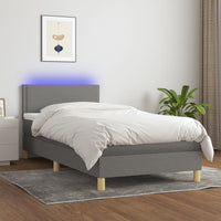 Thumbnail for Boxspringbett mit Matratze & LED Dunkelgrau 100x200 cm Stoff