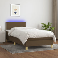 Thumbnail for Boxspringbett mit Matratze & LED Dunkelbraun 100x200 cm Stoff