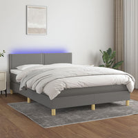Thumbnail for Boxspringbett mit Matratze & LED Dunkelgrau 140x200 cm Stoff
