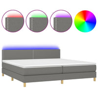 Thumbnail for Boxspringbett mit Matratze & LED Dunkelgrau 200x200 cm Stoff