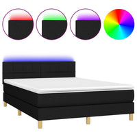 Thumbnail for Boxspringbett mit Matratze & LED Schwarz 140x190 cm Stoff