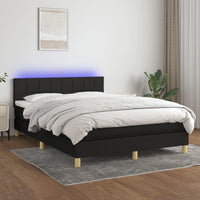 Thumbnail for Boxspringbett mit Matratze & LED Schwarz 140x190 cm Stoff