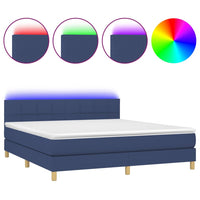 Thumbnail for Boxspringbett mit Matratze & LED Blau 180x200 cm Stoff