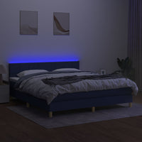 Thumbnail for Boxspringbett mit Matratze & LED Blau 180x200 cm Stoff