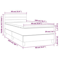 Thumbnail for Boxspringbett mit Matratze & LED Hellgrau 90x200 cm Stoff