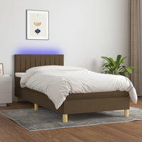 Thumbnail for Boxspringbett mit Matratze & LED Dunkelbraun 90x200 cm Stoff