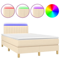 Thumbnail for Boxspringbett mit Matratze & LED Creme 120x200 cm Stoff
