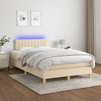 Thumbnail for Boxspringbett mit Matratze & LED Creme 120x200 cm Stoff