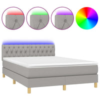 Thumbnail for Boxspringbett mit Matratze & LED Hellgrau 140x200 cm Stoff