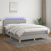 Thumbnail for Boxspringbett mit Matratze & LED Hellgrau 140x200 cm Stoff