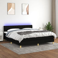 Thumbnail for Boxspringbett mit Matratze & LED Schwarz 180x200 cm Stoff
