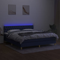 Thumbnail for Boxspringbett mit Matratze & LED Blau 180x200 cm Stoff