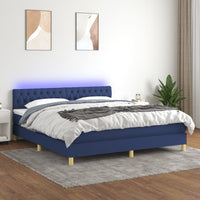 Thumbnail for Boxspringbett mit Matratze & LED Blau 180x200 cm Stoff