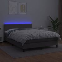 Thumbnail for Boxspringbett mit Matratze & LED Grau 140x200 cm Kunstleder