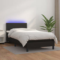 Thumbnail for Boxspringbett mit Matratze & LED Schwarz 80x200 cm Kunstleder
