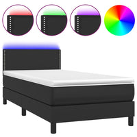 Thumbnail for Boxspringbett mit Matratze & LED Schwarz 100x200 cm Kunstleder