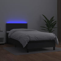 Thumbnail for Boxspringbett mit Matratze & LED Schwarz 100x200 cm Kunstleder