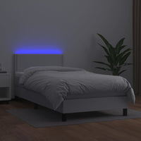 Thumbnail for Boxspringbett mit Matratze & LED Weiß 100x200 cm Kunstleder