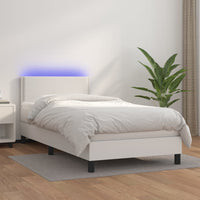 Thumbnail for Boxspringbett mit Matratze & LED Weiß 100x200 cm Kunstleder