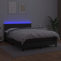 Thumbnail for Boxspringbett mit Matratze & LED Schwarz 140x190 cm Kunstleder