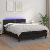 Thumbnail for Boxspringbett mit Matratze & LED Schwarz 140x190 cm Kunstleder