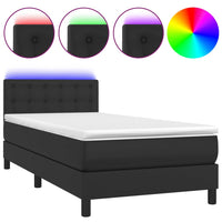 Thumbnail for Boxspringbett mit Matratze & LED Schwarz 90x200 cm Kunstleder