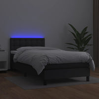 Thumbnail for Boxspringbett mit Matratze & LED Schwarz 90x200 cm Kunstleder