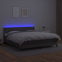 Thumbnail for Boxspringbett mit Matratze & LED Grau 180x200 cm Kunstleder