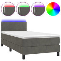 Thumbnail for Boxspringbett mit Matratze & LED Dunkelgrau 90x200 cm Samt