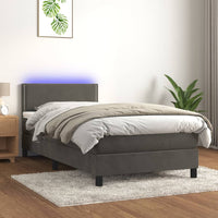 Thumbnail for Boxspringbett mit Matratze & LED Dunkelgrau 90x200 cm Samt