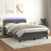 Thumbnail for Boxspringbett mit Matratze & LED Dunkelgrau 140x190 cm Samt