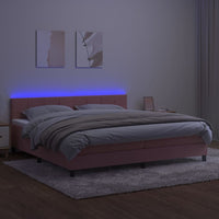 Thumbnail for Boxspringbett mit Matratze & LED Rosa 200x200 cm Samt