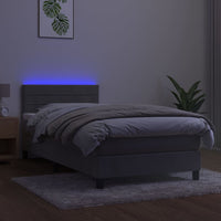 Thumbnail for Boxspringbett mit Matratze & LED Hellgrau 100x200 cm Samt