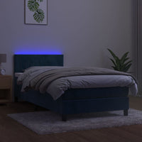 Thumbnail for Boxspringbett mit Matratze & LED Dunkelblau 80x200 cm Samt
