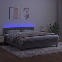 Thumbnail for Boxspringbett mit Matratze & LED Hellgrau 180x200 cm Samt