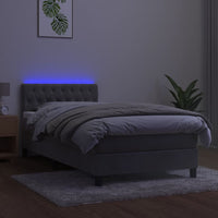Thumbnail for Boxspringbett mit Matratze & LED Hellgrau 90x200 cm Samt