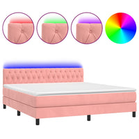 Thumbnail for Boxspringbett mit Matratze & LED Rosa 160x200 cm Samt
