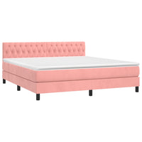 Thumbnail for Boxspringbett mit Matratze & LED Rosa 160x200 cm Samt