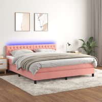 Thumbnail for Boxspringbett mit Matratze & LED Rosa 160x200 cm Samt