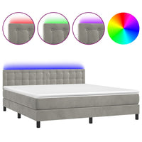 Thumbnail for Boxspringbett mit Matratze & LED Hellgrau 160x200 cm Samt