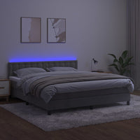 Thumbnail for Boxspringbett mit Matratze & LED Hellgrau 160x200 cm Samt