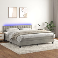 Thumbnail for Boxspringbett mit Matratze & LED Hellgrau 160x200 cm Samt