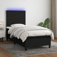 Thumbnail for Boxspringbett mit Matratze & LED Schwarz 90x200 cm Stoff