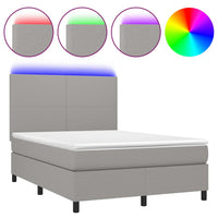 Thumbnail for Boxspringbett mit Matratze & LED Hellgrau 140x200 cm Stoff