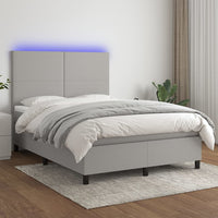 Thumbnail for Boxspringbett mit Matratze & LED Hellgrau 140x200 cm Stoff