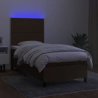 Thumbnail for Boxspringbett mit Matratze & LED Dunkelbraun 100x200 cm Stoff