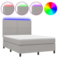 Thumbnail for Boxspringbett mit Matratze & LED Hellgrau 140x200 cm Stoff